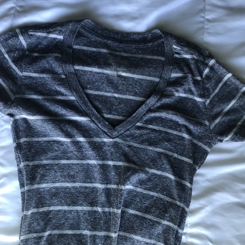 Grey stripped V-neck T-shirt